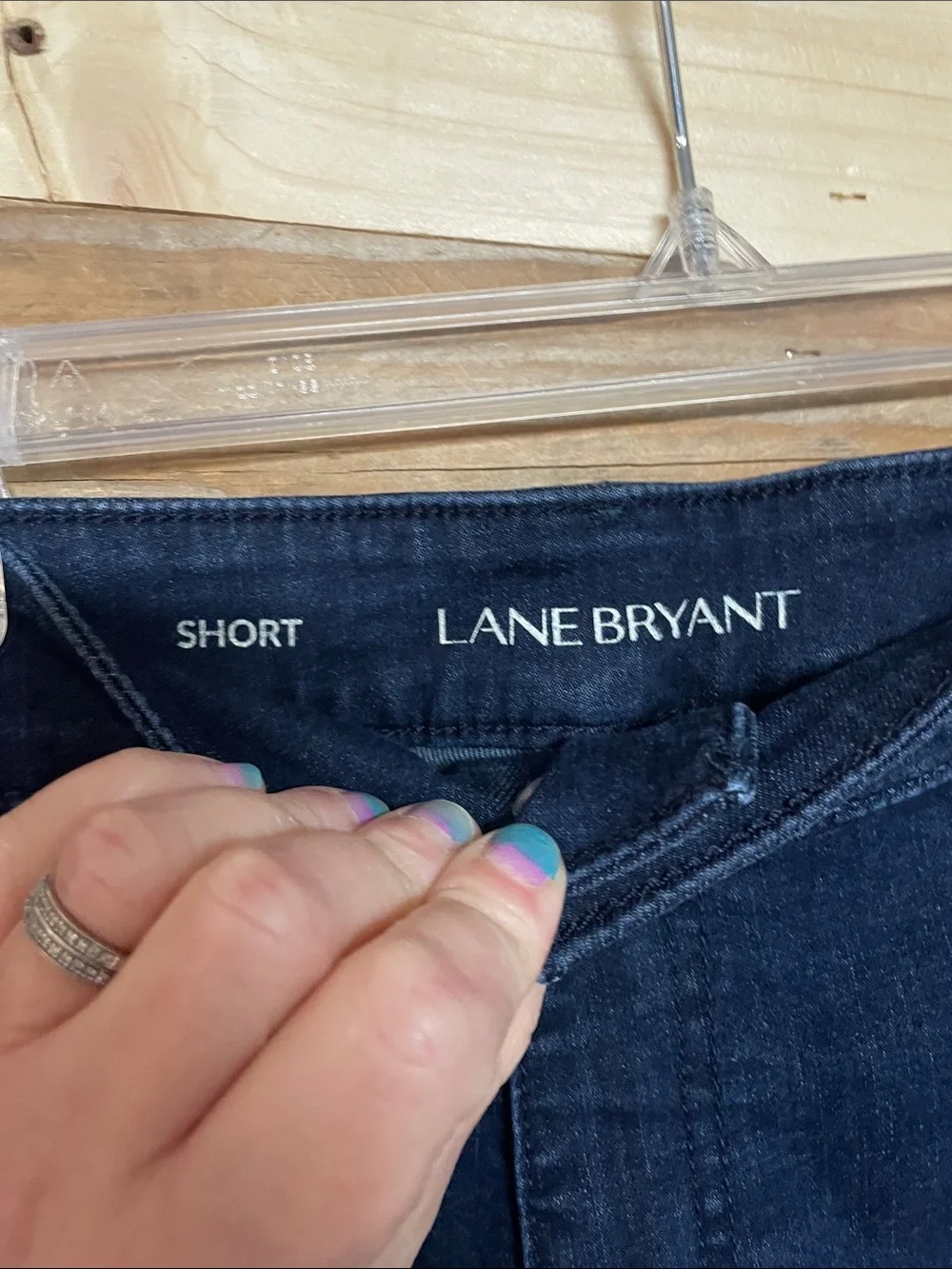 Lane Bryant size 22 Regular Dark Wash Stretchy Blue Jean Shorts with Cuffed Hem